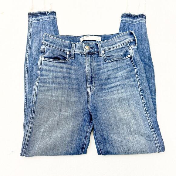 AYR The Riser Neon Jupiter Raw Hem Denim Jeans Medium Wash Size 28 x 28 - Picture 4 of 10